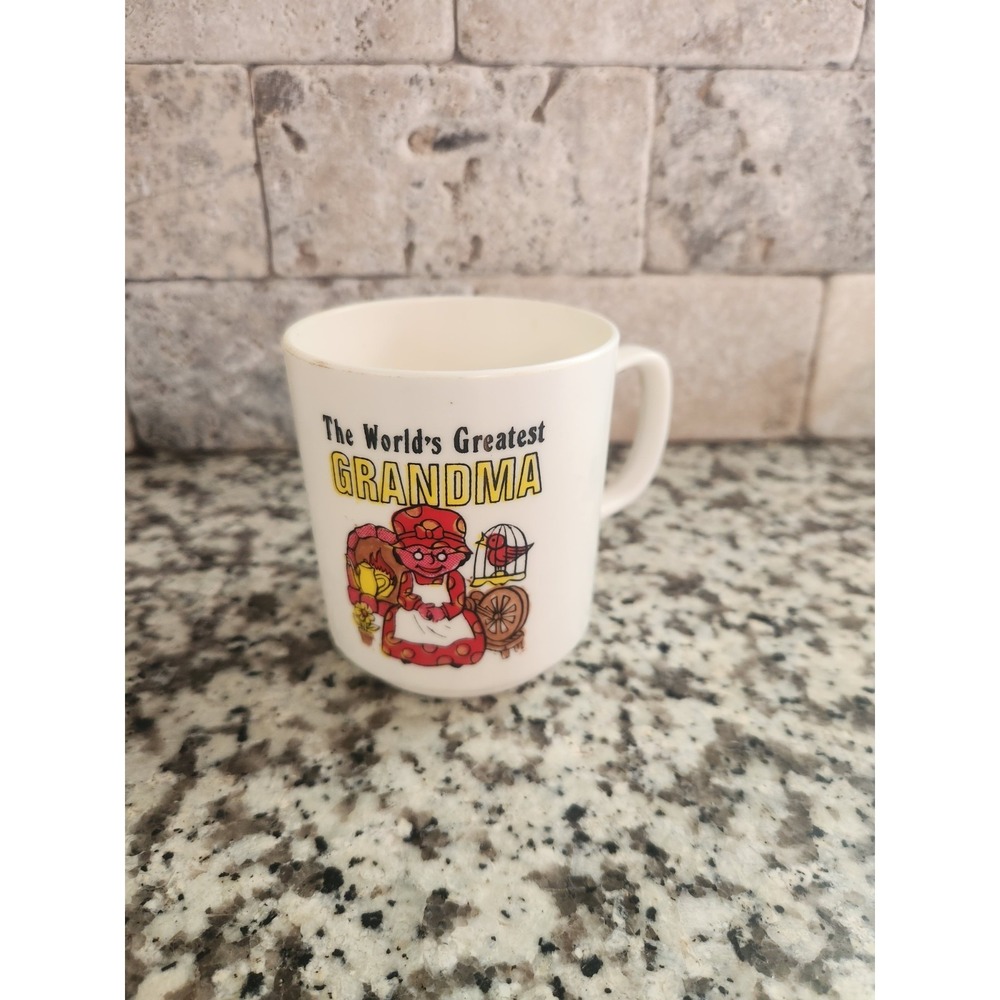 Vintage Plastic World's Greatest Grandma Coffee Cup 1980s Hong Kong Made